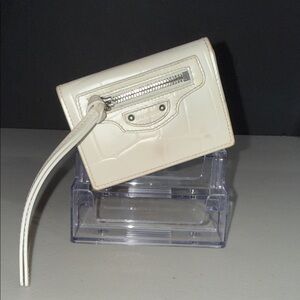 Balenciaga Cream pink splash mini tri fold Wallet